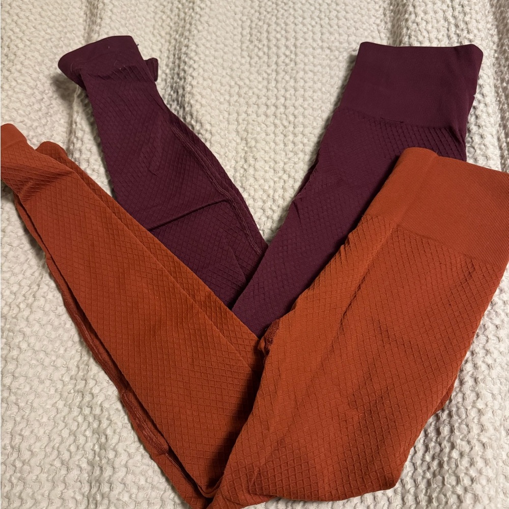 Women's Orange and Purple Leggings - Picture 3 of 3